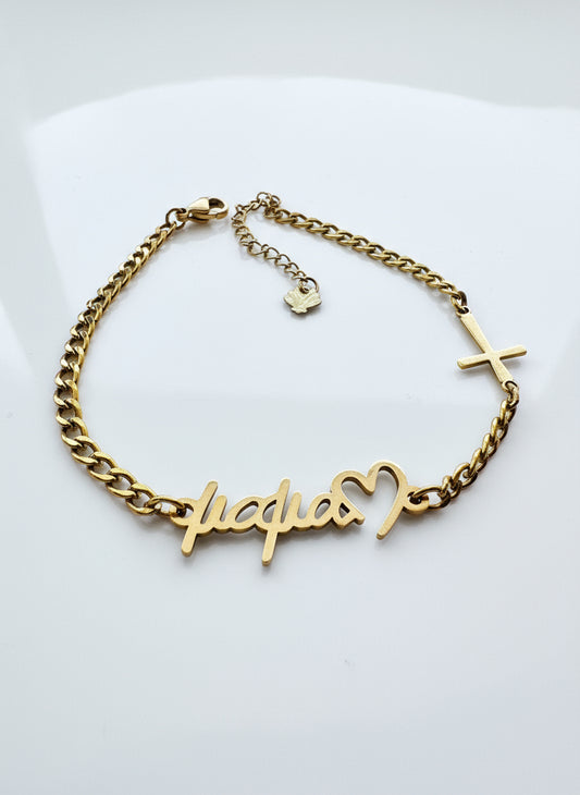 #μαμά bracelet gold